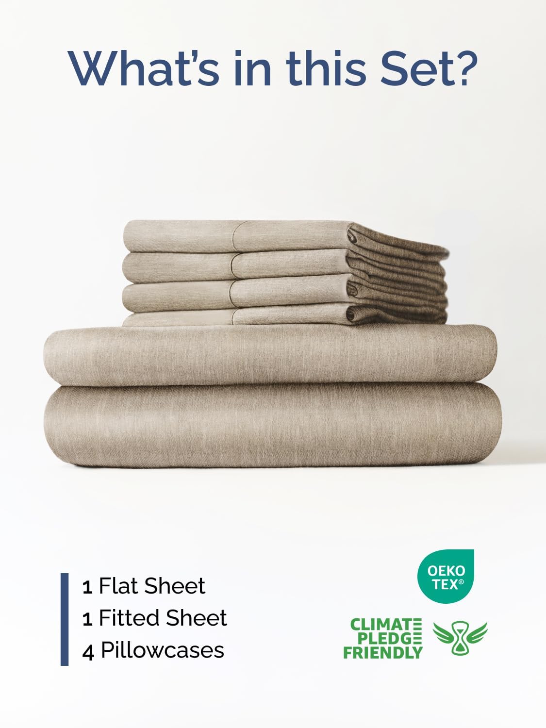 Skiennix Extra Deep King Sheet Set - 6 Piece Breathable Cooling Bedding - Soft Wrinkle-Free Heathered Beige