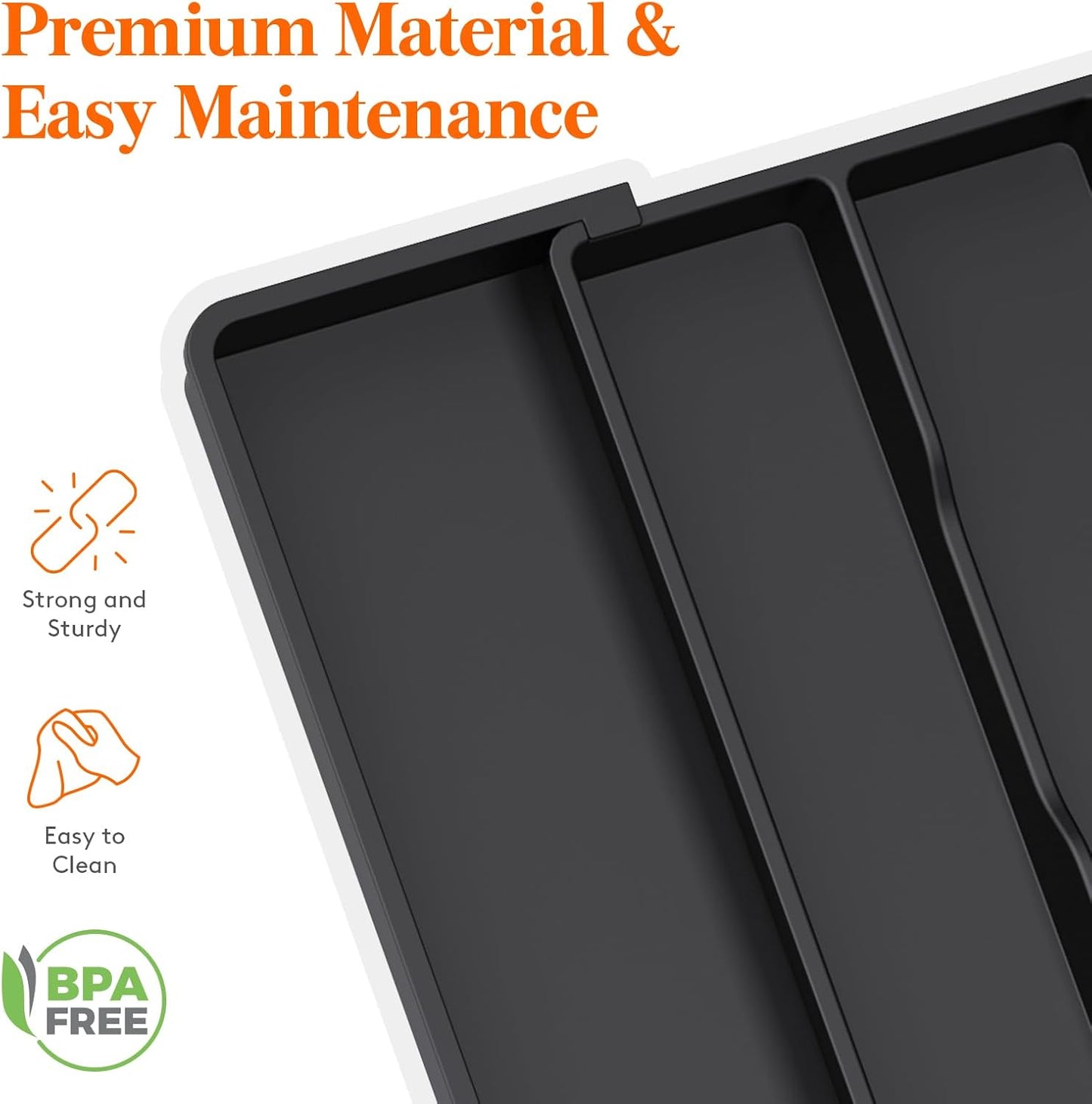 Lifewit Expandable Silverware Drawer Organizer Set - Adjustable BPA-Free Plastic for Cutlery & Utensils | Black
