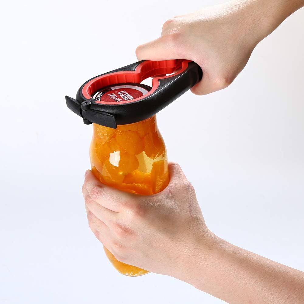 Skiennix Jar Opener - Effortless Grip for Seniors & Arthritis Relief | Black & Red Design