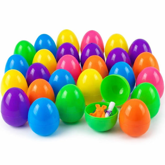 ROSAUI 24 Pack Extra Large Fillable Easter Eggs (3.7") – Colorful Plastic Eggs for Easter Egg Hunt, Candy Fillers&Easter Basket Stuffers – Reusable Bright Eggs for Party, Classroom&Holiday Decorations