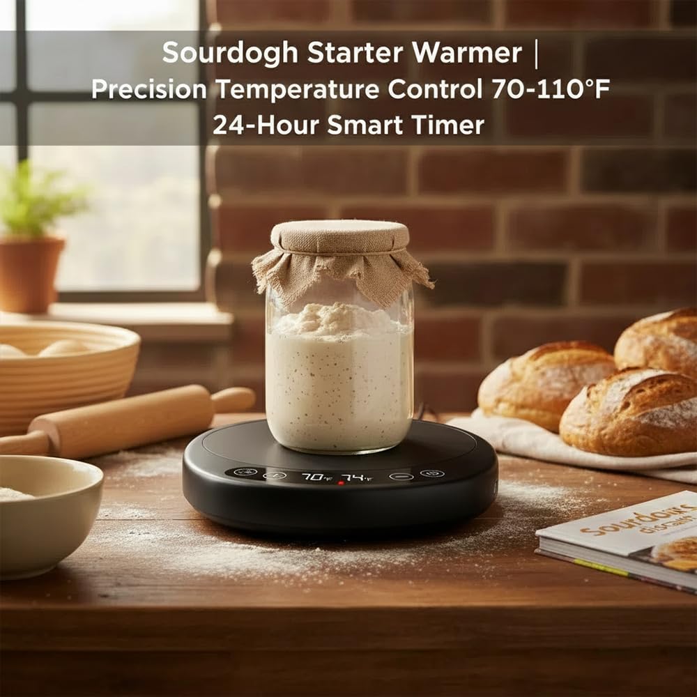 Risecret Pro 2026 Larger Sourdough Starter and Dough Warmer– Upgraded with Real-Time Dough Probe, Dual-Temp Display, 70-110°F Precision Control, 24H Timer Game Changer for Home Bakers Black