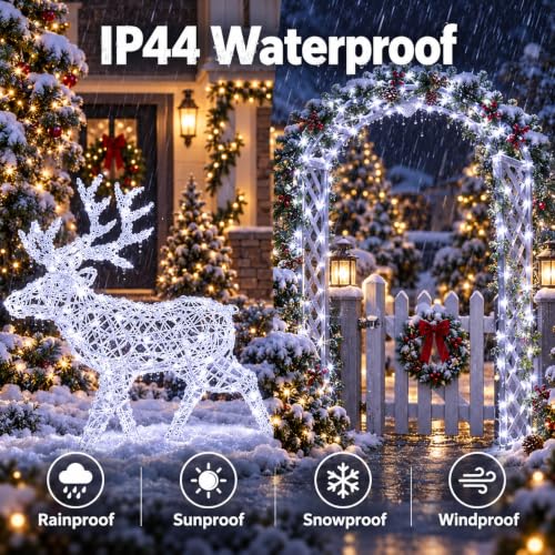 KAQ Cool White 8 Pack Battery Operated Fairy Lights with Remote, 480LED Twinkle String