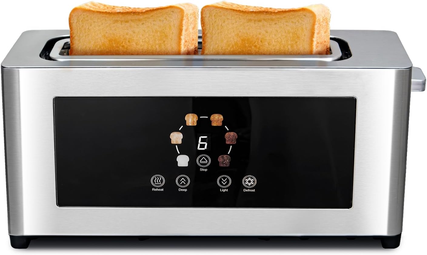 Touch Screen Toaster - LCD Display, 2 Slice Design with 10" Long Slot for Baguettes & 6 Browning Levels