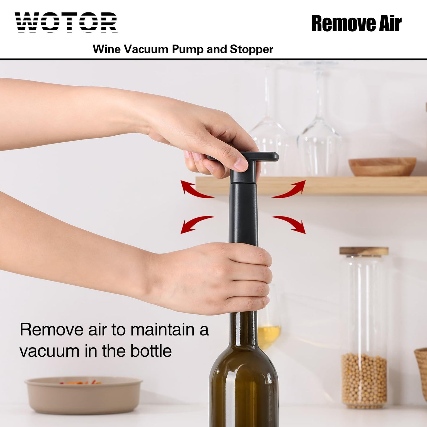 WOTOR Wine Stoppers Vacuum, Silicone Wine Saver & Preserver, Reusable Bottle Sealer, Keep Fresh (Black, 12 Pieces)