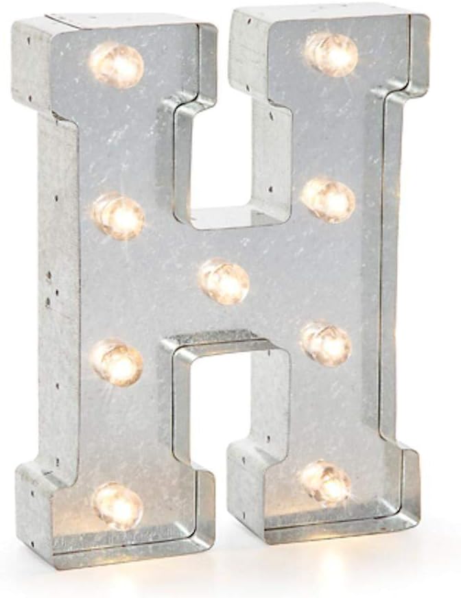 Silver Metal Marquee Letter J - 9.87” Tall Galvanized Decor for Events & Home
