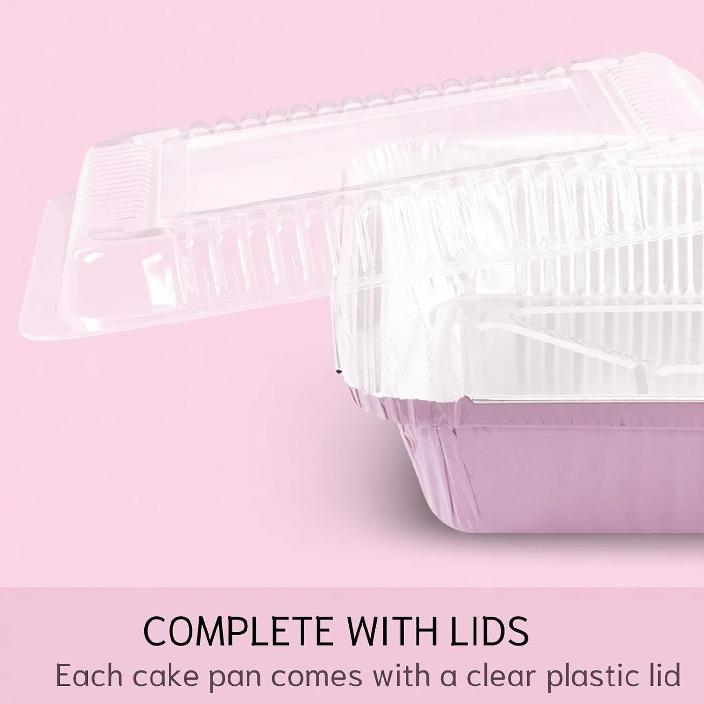 Skiennix 8x8 Square Aluminum Baking Cake Pans - 40 Pack with Clear Lids for Easy Food Storage