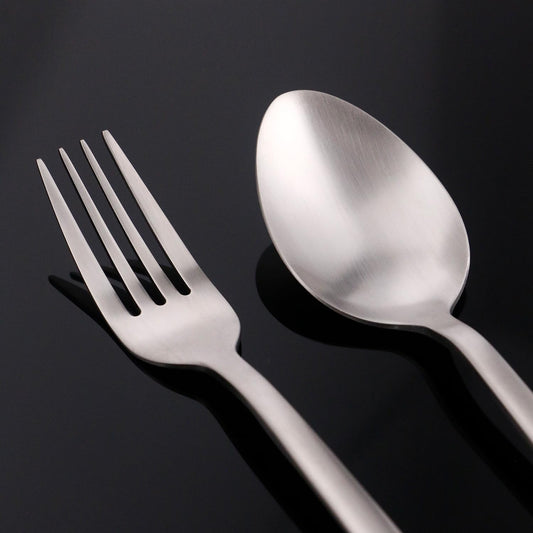 KINGSTONE 30 Pieces Silverware Set, Flatware Cutlery Set for 6, 18/10 Stainless Steel Silverware Utensils Minimalist Design Dishwasher Safe, Matte Silver