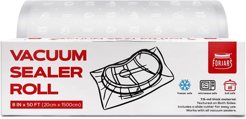 FORJARS Vacuum Sealer Bags Rolls - Airtight Food Storage & Sous Vide Cooking | 7.5 Mil Thickness (8IN x 50FT)