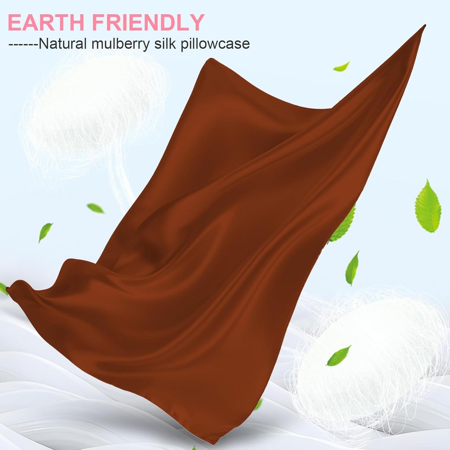 Skiennix Mulberry Silk Pillowcases - 2 Pack Standard Size, Hidden Zipper, Cooling & Soft, Burnt Orange