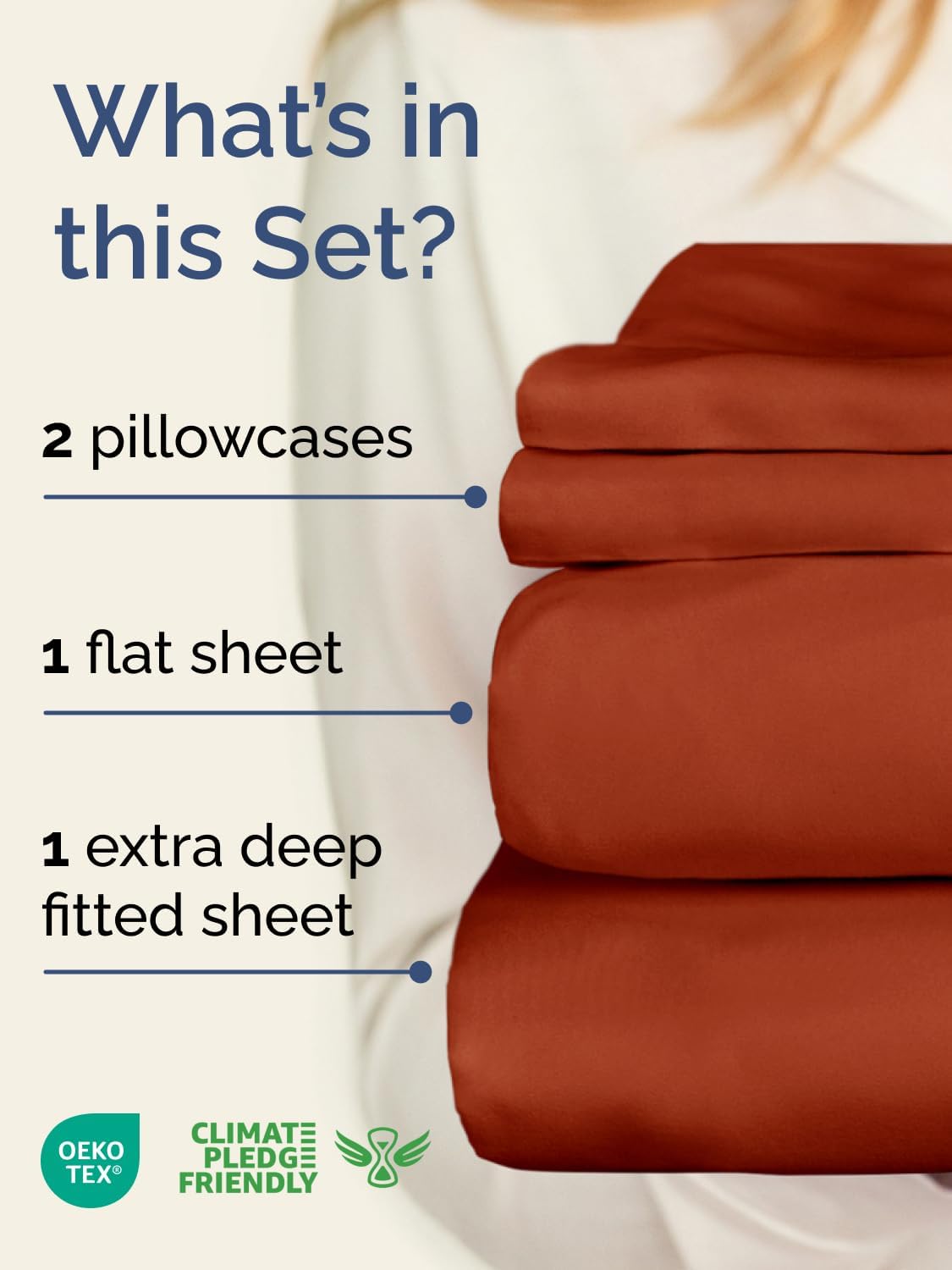 Skiennix Extra Deep Twin Sheet Set - 4-Piece Breathable Cooling Bedding - Soft, Wrinkle-Free Terracotta