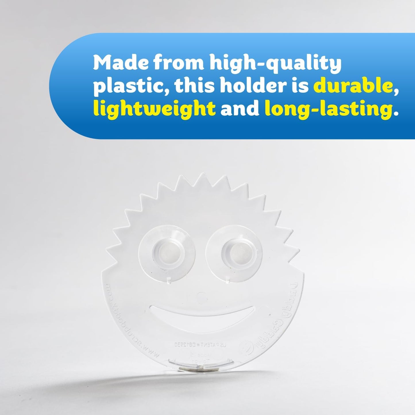 Scrub Daddy Sponge Holder Caddy - Self-Draining Kitchen Organizer with Suction Cups - Dishwasher Safe