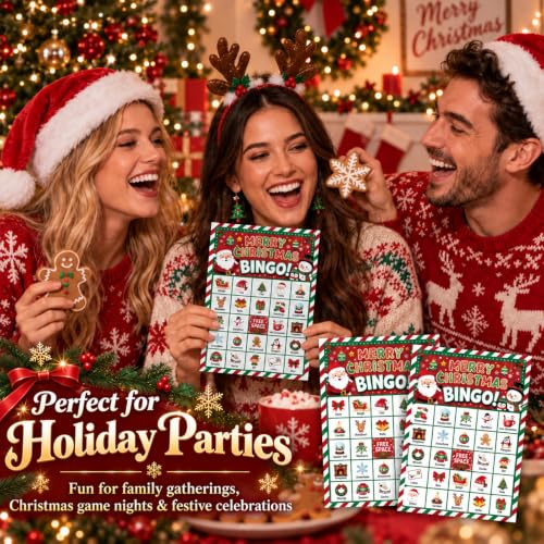 Christmas Party Bingo Card Game - Holiday Family & Group Activity - Variation: Christmas-1
