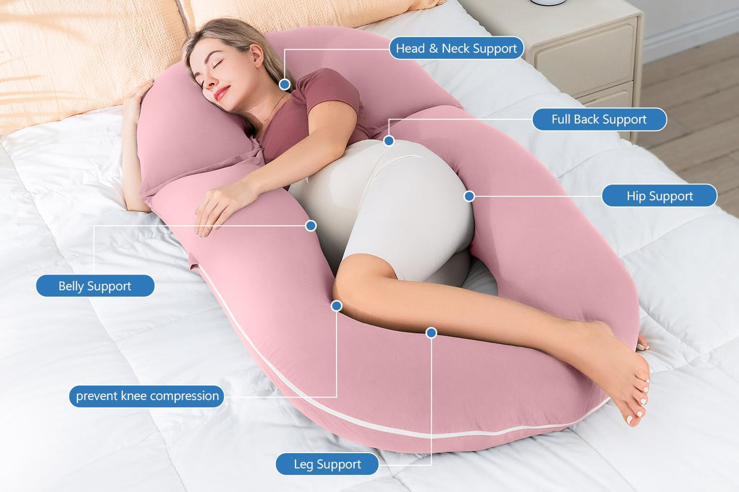 INSEN Pregnancy Pillows, Detachable Body Pillow for Sleeping, Nurse & Relax, Multi-Use Pregnancy Pillows for Pregnant Women, Grey