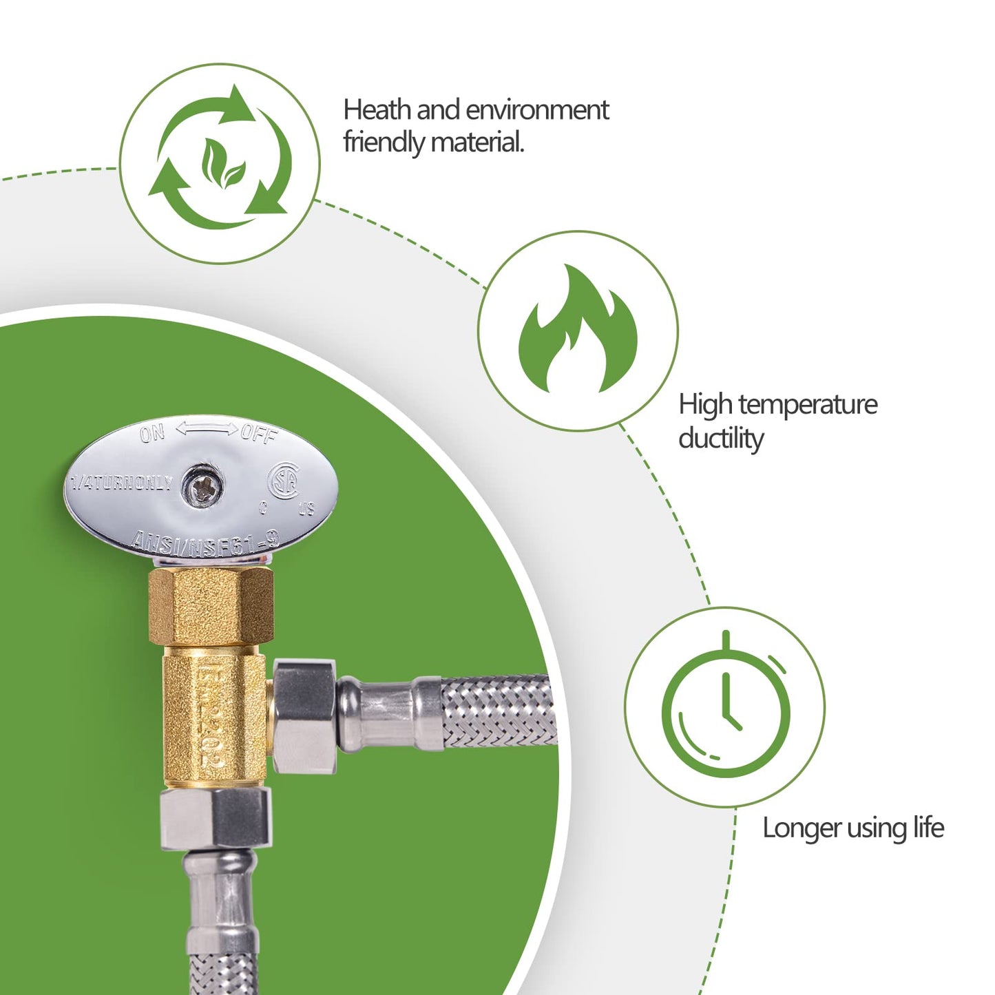 Litorange Brass Angle Stop Add-A-Tee Valve - 3/8" Compression Inlet by 3/8" & 1/4" OD Compression Outlets
