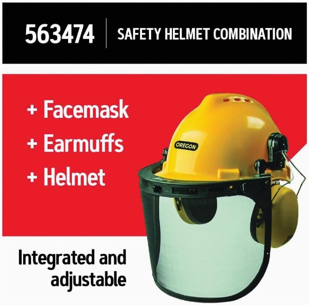 Oregon Chainsaw Safety Helmet with Visor - Protective Combo Set in Yellow