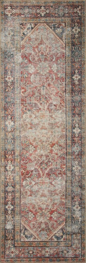 Loloi Amber Lewis Georgie Collection GER-01 Red/Navy 2'-6" x 7'-6", .19" Pile Height, Runner Rug