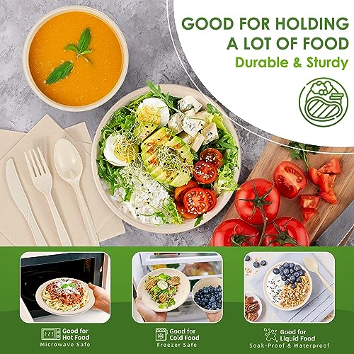Brown Disposable Sugarcane Plates and Cutlery Set 300PCS Eco-Friendly Party Dinnerware