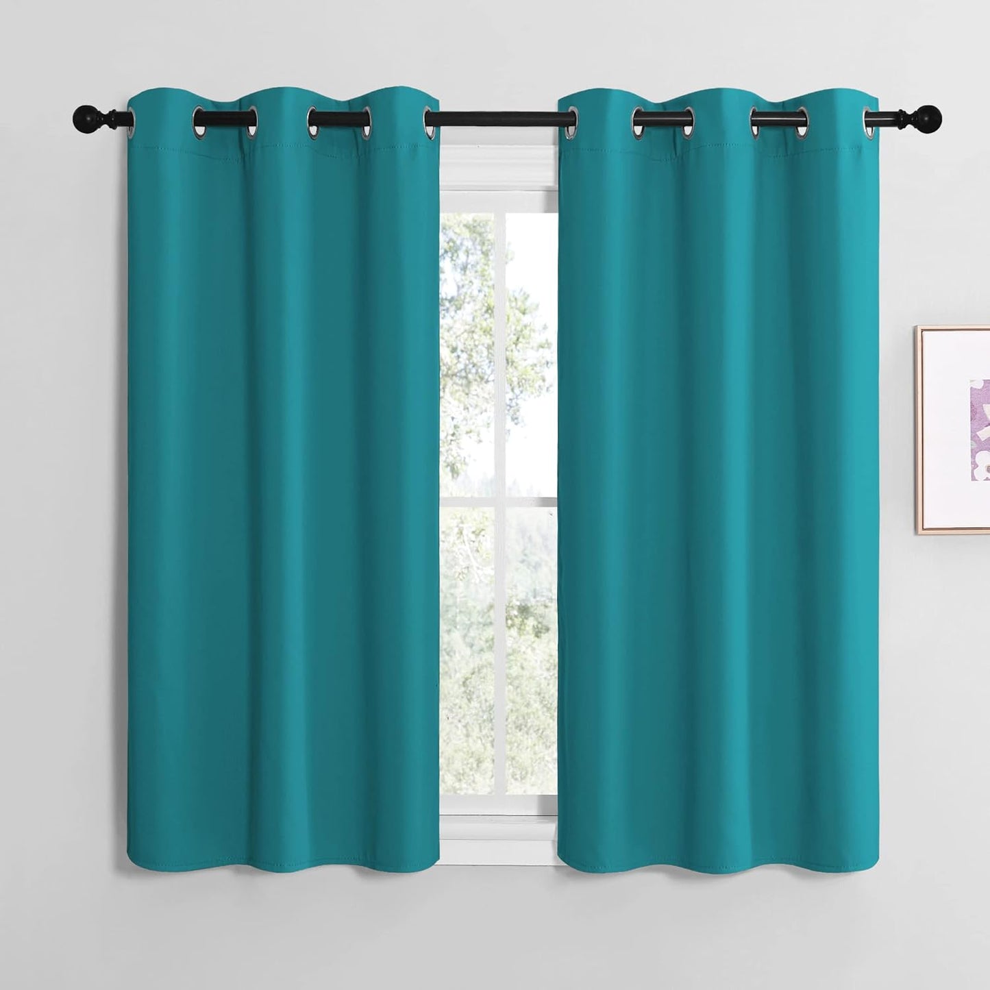 NICETOWN Blackout Curtains - Thermal Insulated Room Darkening Panels | 48-Inch Length, Peacock Teal, 2 Pieces