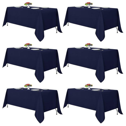 Fitable Navy Rectangle Tablecloths for 6 Foot Tables, 6 Pack - 70 x 108 Inches - Stain Resistant and Washable Table Clothes, Polyester Fabric Table Covers for Wedding, Party, Banquet, Buffect