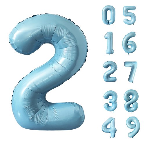 40 Inch Matte Blue 2 Number Balloons Light Blue Number 2 Foil Balloon Mylar Helium Balloon for Birthday Party Decoration Wedding Anniversary Supplies (Number 2)