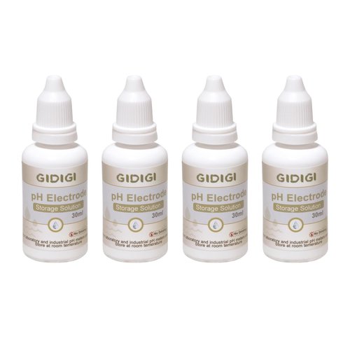 GIDIGI pH Electrode Storage Solution, 4-Pack 30ml pH Probe Solution for pH Meter and ORP Meter, 3 MOL KCL Electrode Filling/Storage Solution for Laboratory and Industrial Use