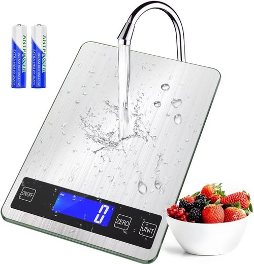 Cooking Master 22lb Digital Kitchen Scale - Precise 1g/0.1oz Graduation, Stainless Steel & Glass Finish