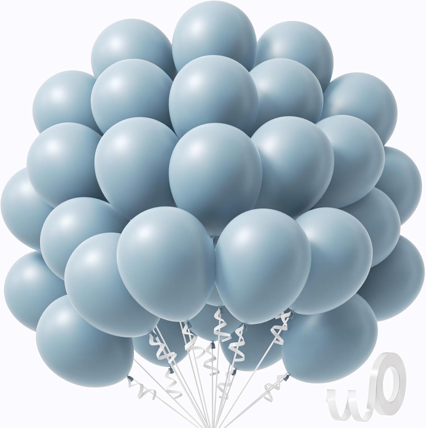 Regine Switzerland Dusty Blue Balloons - 12 Inch Slate Blue | 50 Pack for Bridal Shower & Baby Reveal
