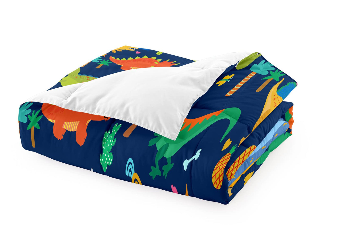 Cartoon Dinosaur Comforter Set for Kids Dark Blue Dinosaurs Twin Comforter Set for Boys Dinosaur Kids Bedding Set Soft Breathable Dinosaurs Quilt with 1 Pillowcase for All-Season, Twin Size