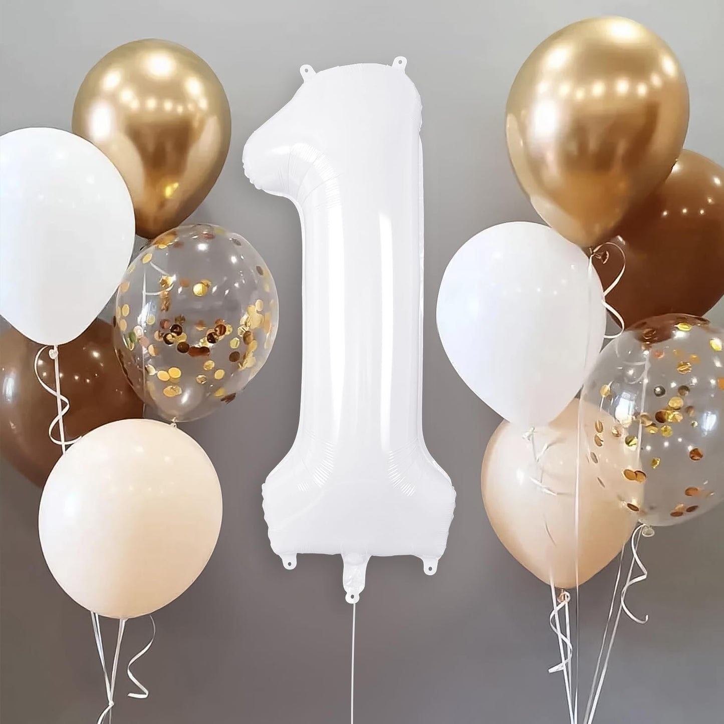 White Number 1 Balloon 40 Inch, Big Large Foil Helium Number Balloons, Giant Mylar Number 1 Balloons for 1st first Birthday Party Decorations Supplies Anniversary