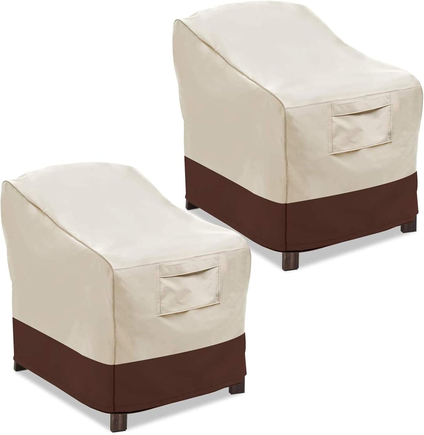 Vailge Patio Chair Covers - Heavy Duty Waterproof Lounge Deep Seat Protection | 2 Pack - Small, Beige & Brown