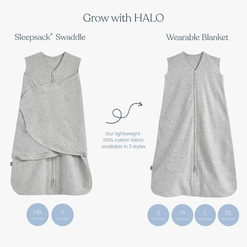 HALO Sleepsack Swaddle - 100% Cotton 3-Way Adjustable Wearable Blanket, Campsite, Small (3-6 Months)