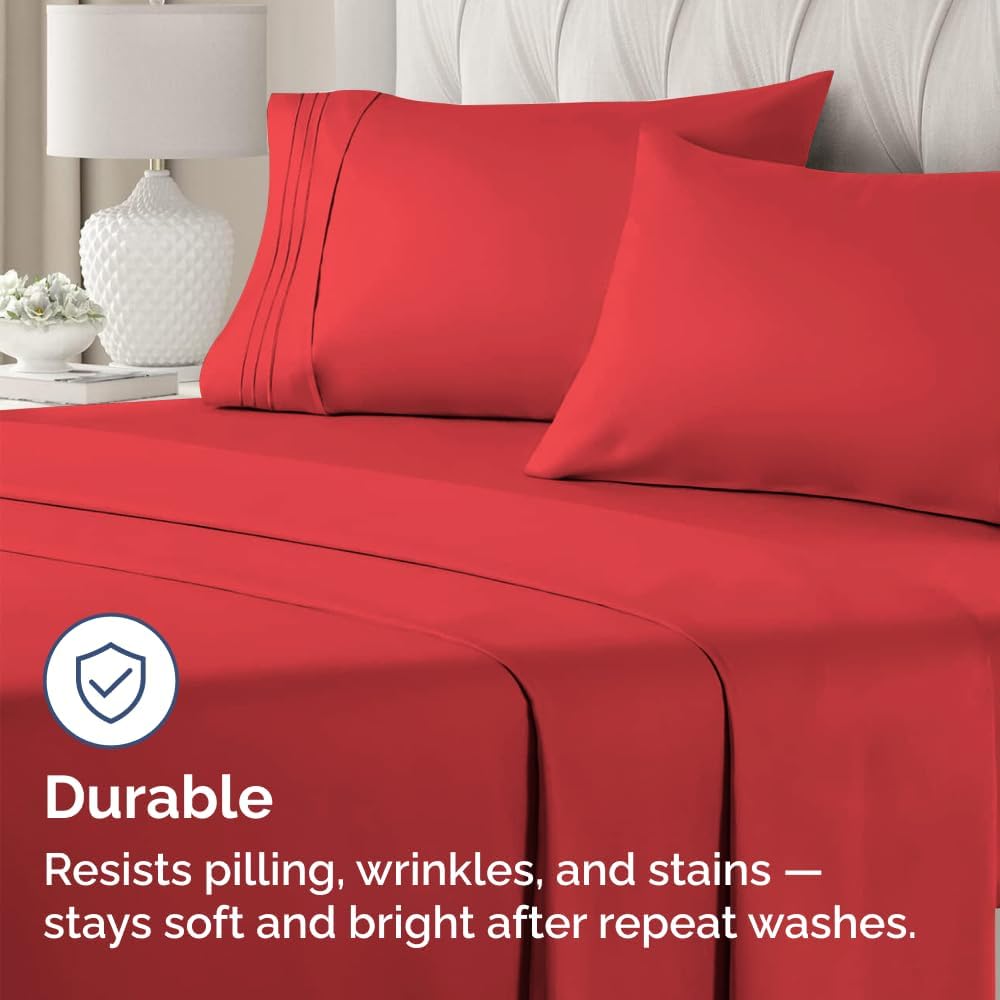 King Standard Pillow Cases - Soft Hotel Quality Covers for Ultimate Comfort | Set of 4 Red