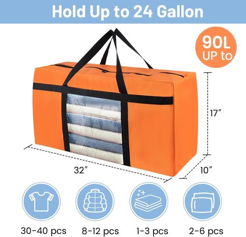 CIVJET Heavy-Duty Extra Large Moving Bags - 6 Pack with Reinforced Zippers & Handles | Clear Storage Totes for Clothes & Camping Essentials