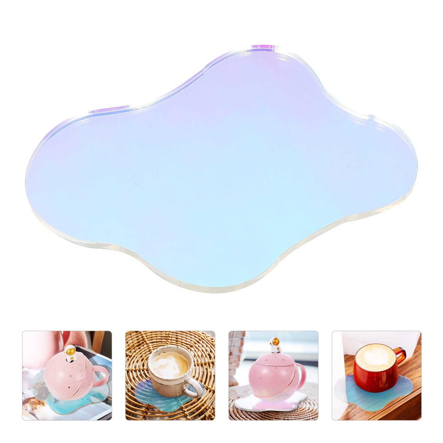 Acrylic Decorative Plate Coasters Irregular Clear Drink Coasters with Heat Insulation for Home Party Table Protection and Photography Prop