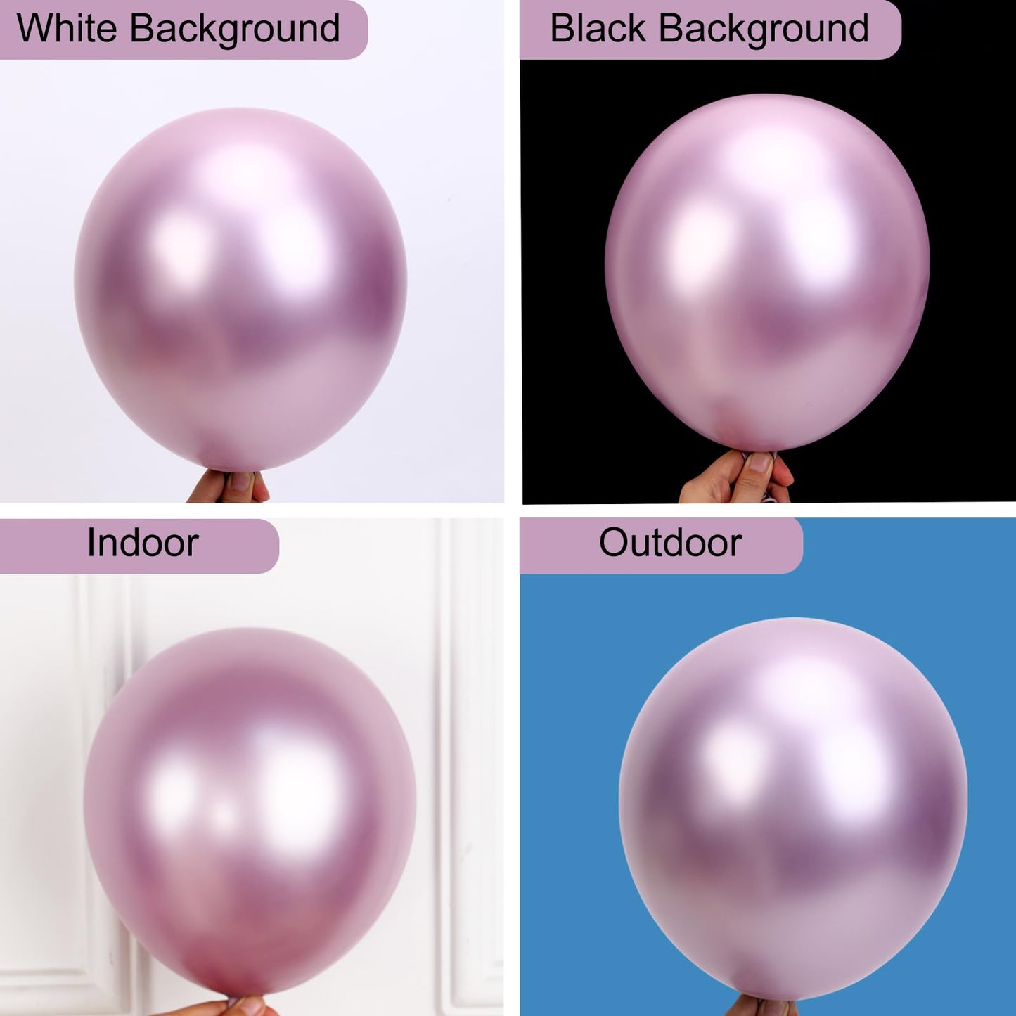 RUBFAC Metallic Pink Balloons 129pcs Different Sizes Pack of 18 12 10 5 Inch, Latex Chrome Metal Pink Balloon Garland Arch Kit for Wedding Princess Birthday Party Baby Shower Engagement Bachelorette