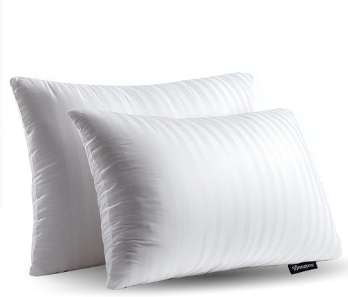 Beautyrest Luxury Goose Feather Pillows - Soft & Supportive 500 Thread Count | Queen 20”x28” (Pack of 2)