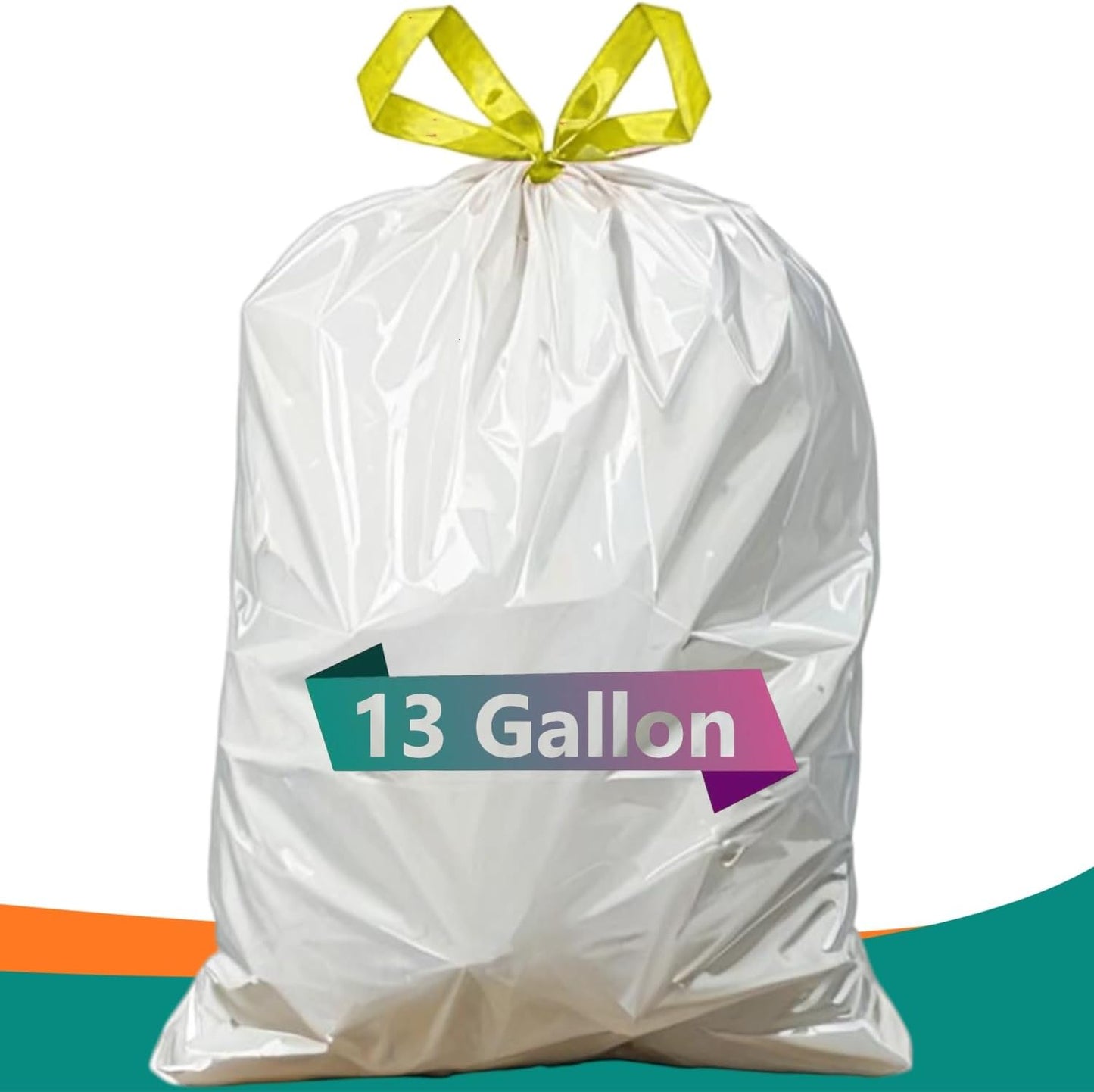 Strong Tall Kitchen Trash Bags - 13 Gallon Unscented Garbage Can Liners | 50 Count