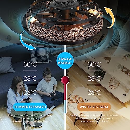 18-Inch Black Small Low Profile Ceiling Fan with Lights & Remote - Reversible & Quiet