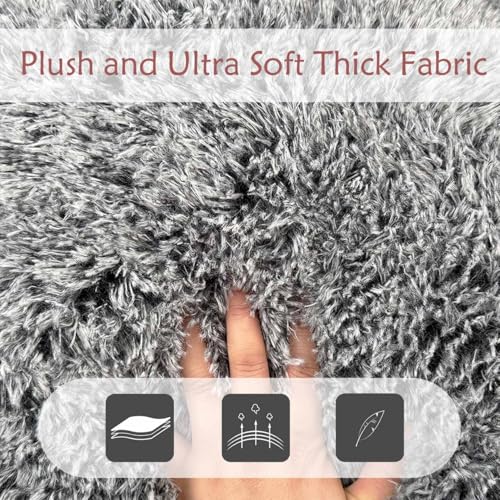 4 Foot Black Plush Faux Fur Bean Bag Chair with Memory Foam for Adults & Teens