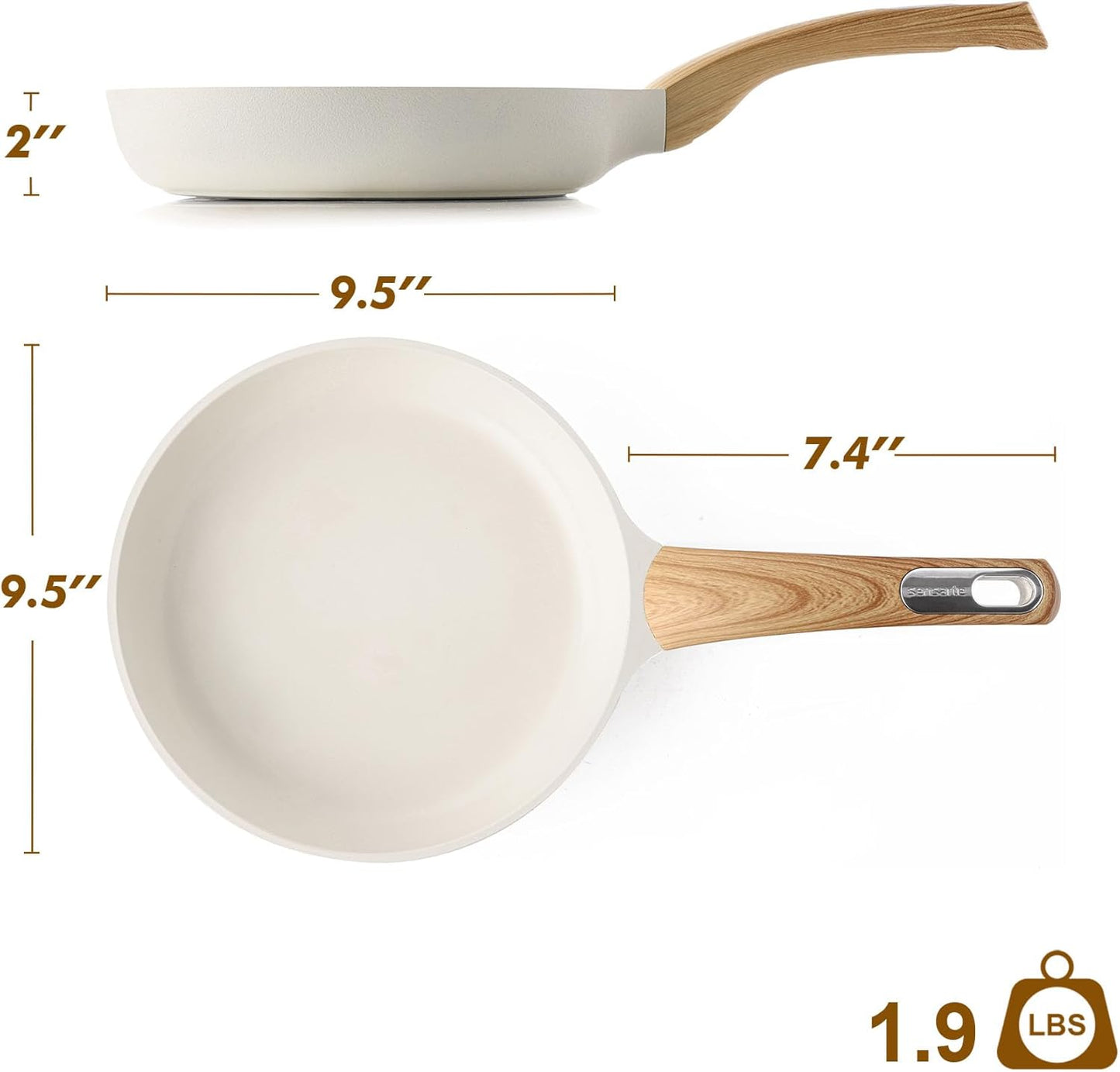 SENSARTE Nonstick Frying Pan - Healthy 9.5 Inch Omelette Skillet | PFOA Free White Cookware