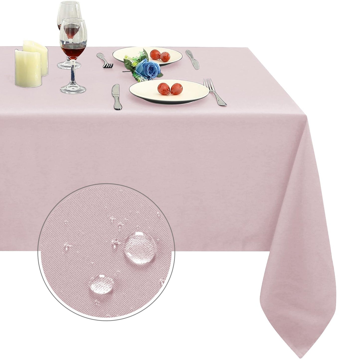 Obstal Dusty Pink Rectangle Table Cloth - Heavy Duty Water Resistance Polyester Tablecloth, Decorative Fabric Table Cover for Outdoor and Indoor Use, 60x120 Inch