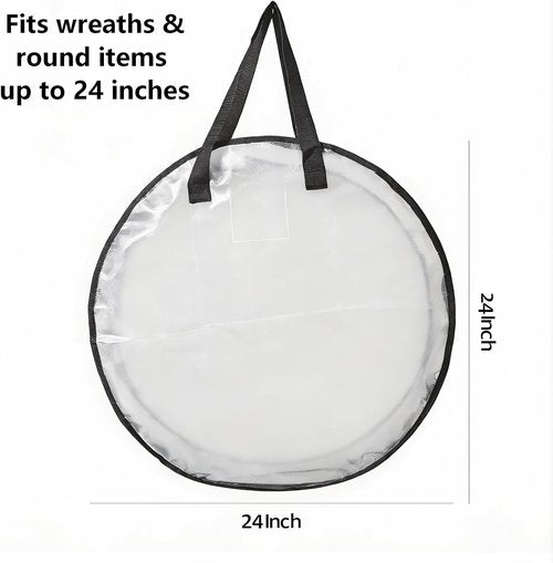 Hayoulabo Clear Christmas Wreath Storage Bags - Waterproof 24-Inch Container with Dual Zipper & Reinforced Handles
