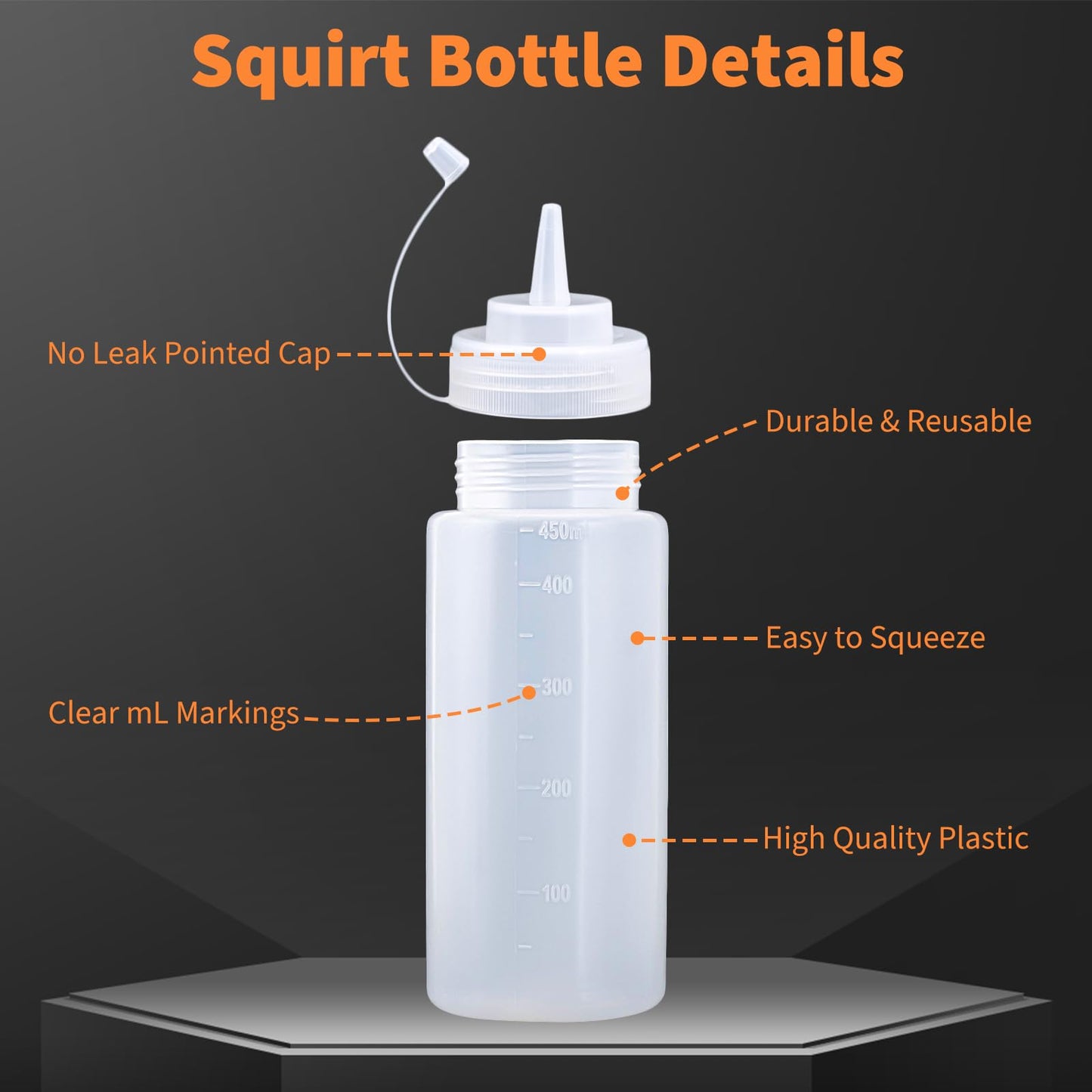 Squirt Bottles Compatible with Blackstone Grill - 16 OZ Empty Squeeze Bottles with Cap, Non-Leakage, Squeeze Bottle for Water, Oil, Sauces, BBQ Griddle Accessories for Cooking and Basting, 3 Pack