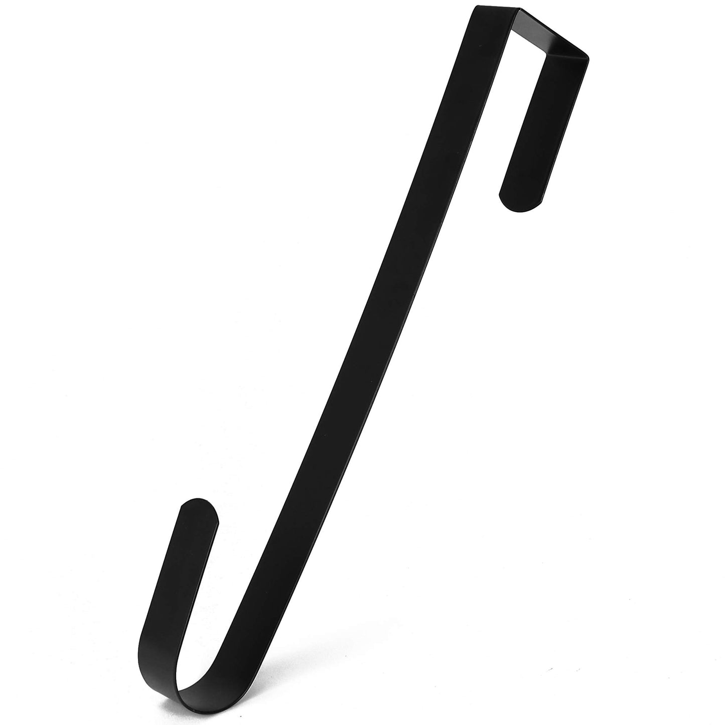 RN'D Over Door Wreath Hanger Hook - Thin Metal Overdoor Wreath Holder Seasonal Hooks for Front or Back Door (Black, 12")