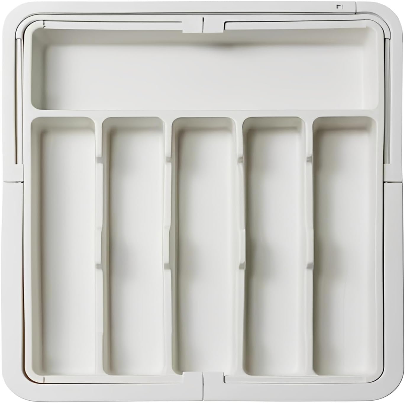 SakerPlus Expandable Drawer Organizer - Adjustable Kitchen Tray for Cutlery & Utensils | Silver Finish