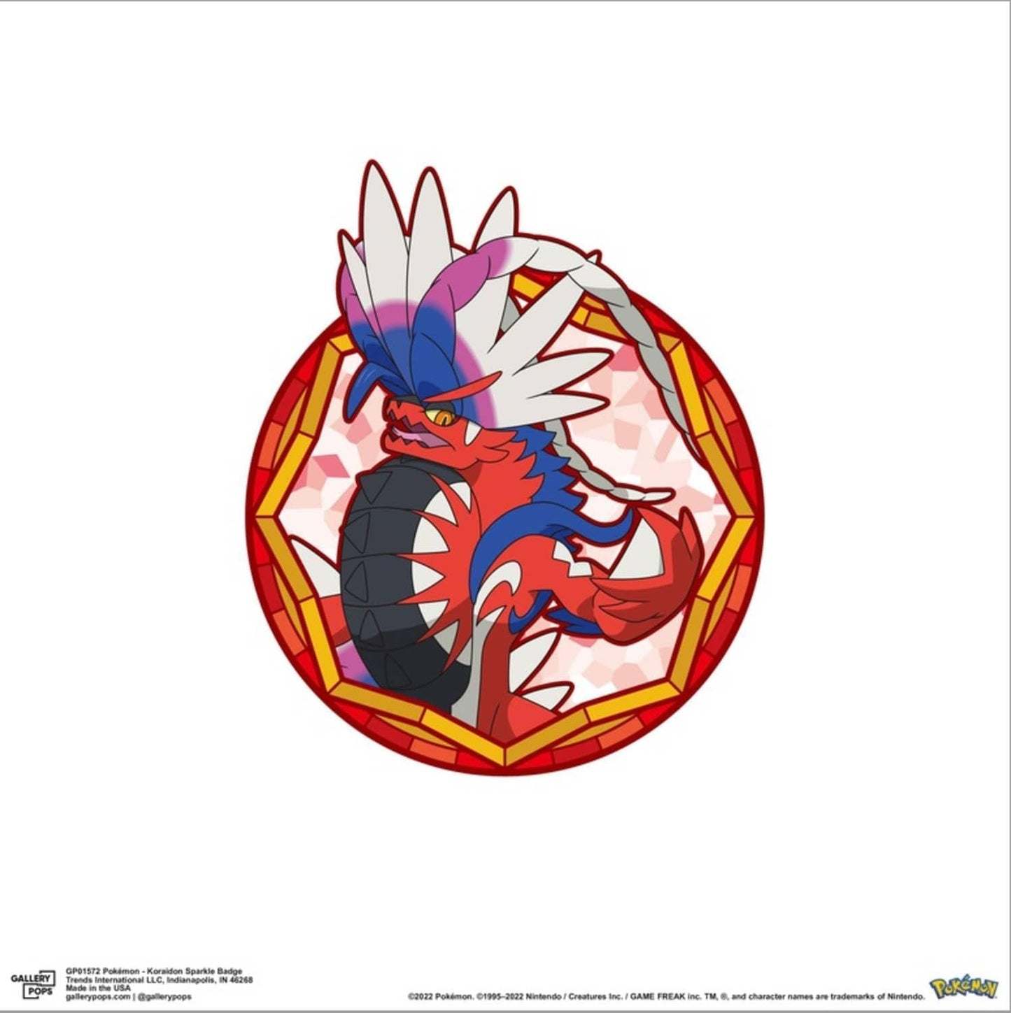 Trends International Gallery Pops Pokémon - Koraidon Sparkle Badge Canvas Wall Art Wall Poster, 12.00" x 12.00", Stretched Canvas