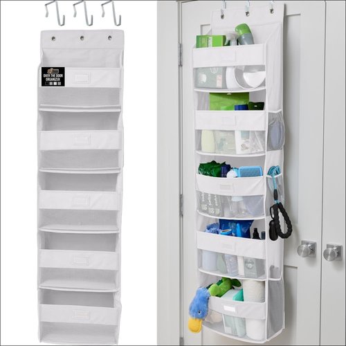 GORILLA GRIP Over The Door Organizer - 5 Deep Hanging Shelves, Holds 50lbs | White, 58x15 Inches