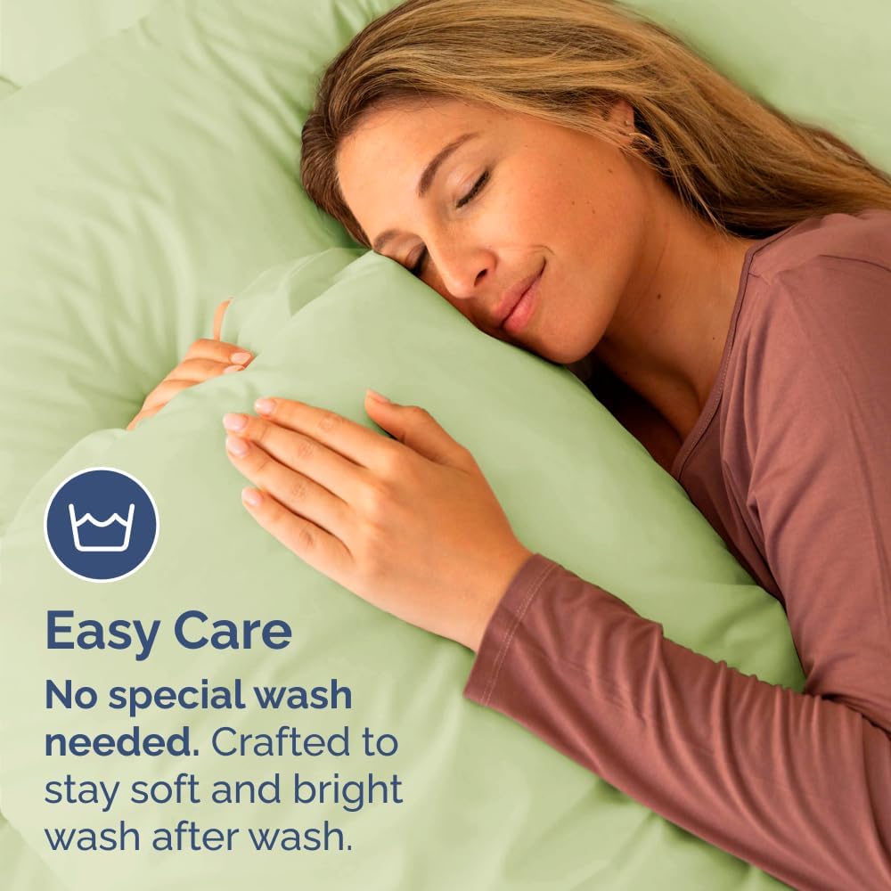 Standard Pillow Cases Set of 4 | Soft Hotel Quality Covers - Comfy Light Sage Green Bedding for All Ages