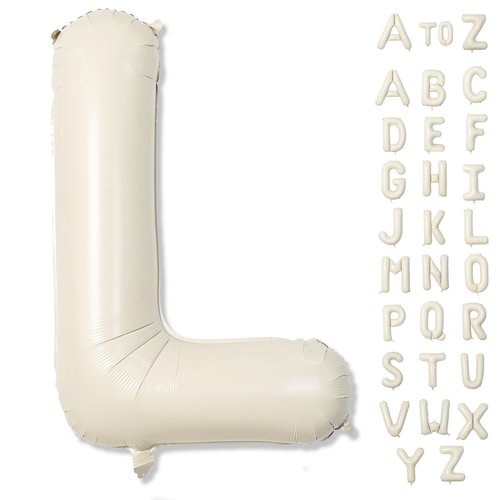 Cream Name Balloon Letters, Large Mylar Helium Alphabet L Custom Balloon Letter Beige Decor, 40 Inch Inflatable Sand White Letter L Foil Customize Balloons for Girls Birthday Party Decoration Supplies