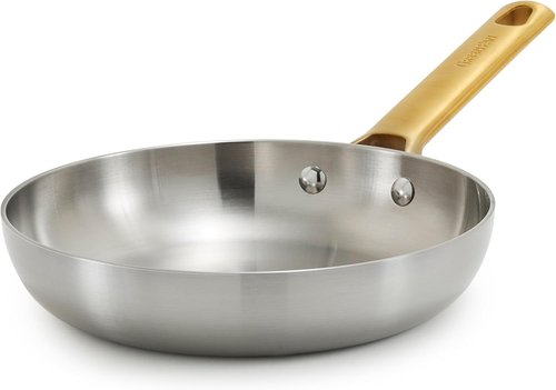 GreenPan Stainless Steel Tri-Ply Reserve 8” Frying Pan | Induction & Oven Safe, Dishwasher Safe, Gold Handle